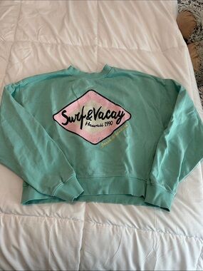 Zara Mint Green Sweatshirt with Pink Surf Graphic